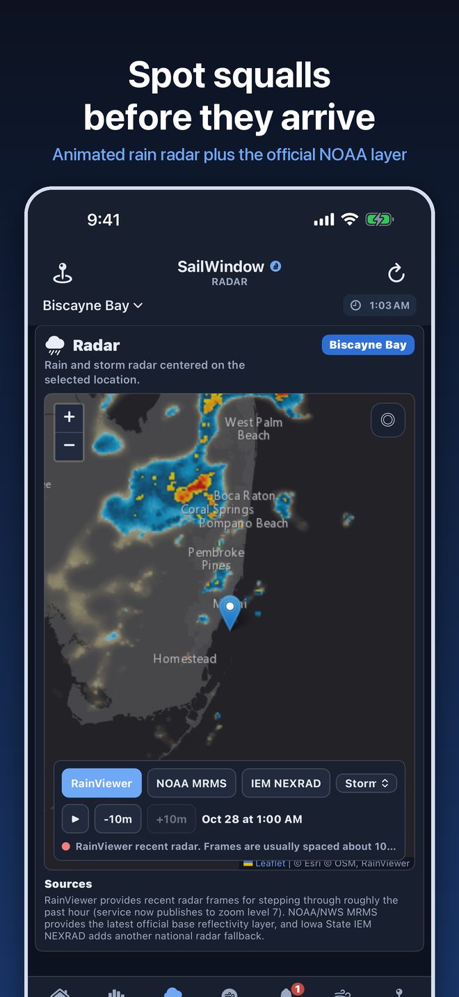 Rain radar over South Florida